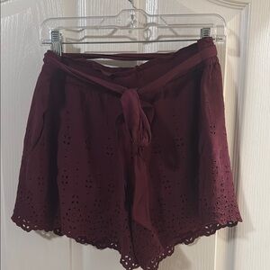 LOFT- Women's Burgundy Eyelet Shorts